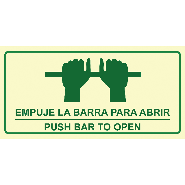 Aviso Empuje la Barra para Abrir