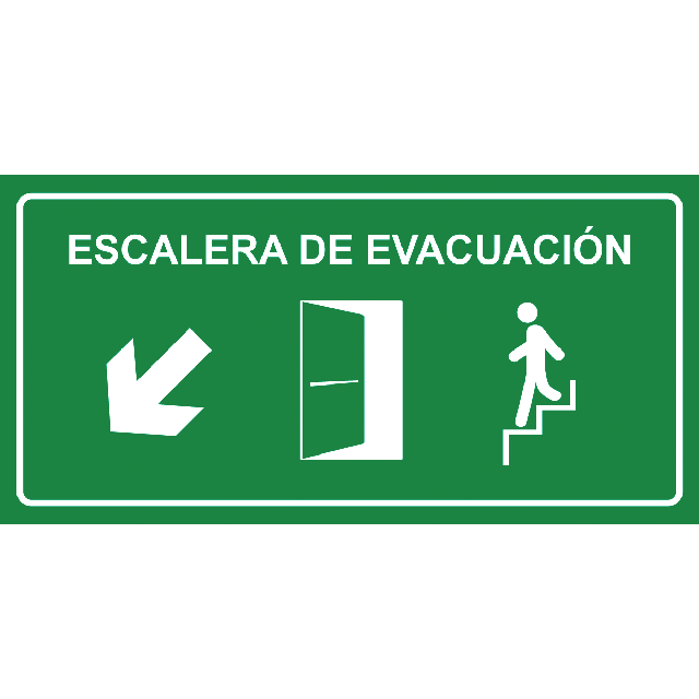 Aviso Escalera de Evacuación Inferior Izquierdo
