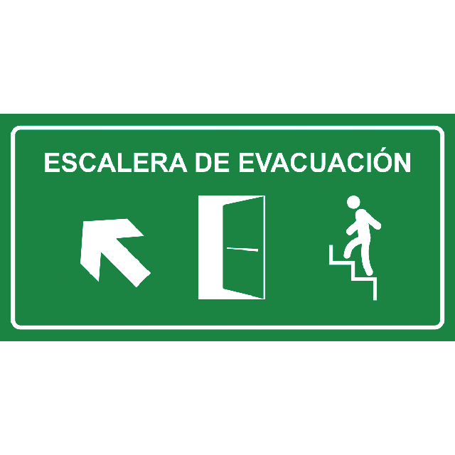 Aviso Escaleras de Evacuación Superior Izquierdo