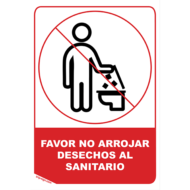 Aviso No Arrojar Desechos al Sanitario