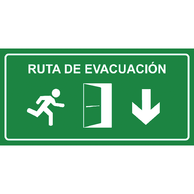 Aviso Ruta de Evacuación Abajo