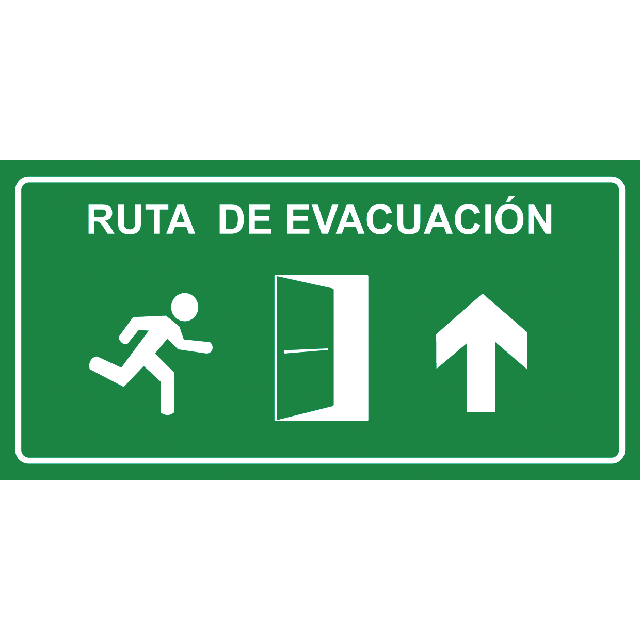Aviso Ruta de Evacuación Arriba