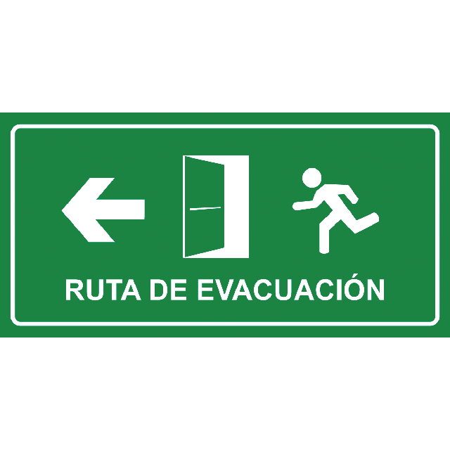 Aviso Ruta de Evacuación Izquierda