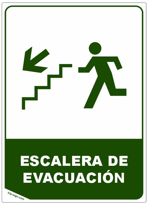 Aviso Escalera de Evacuación Inferior Izquierdo Rectangular