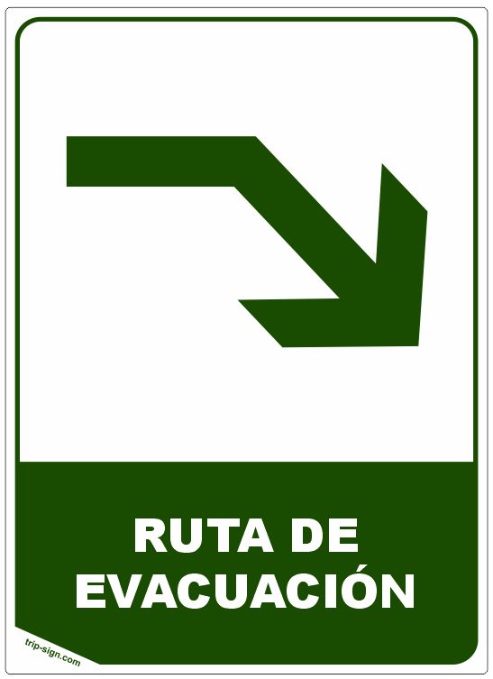 Aviso Ruta de Evacuación Derecha Inferior Rectangular