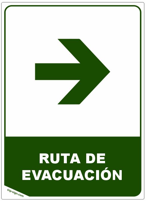 Aviso Ruta de Evacuación Derecha linea corta Rectangular