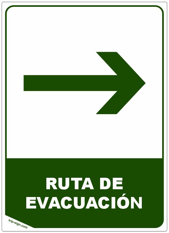 Aviso Ruta de Evacuación Derecha linea larga Rectangular
