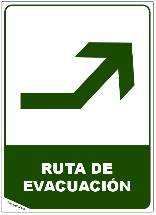 Aviso Ruta de Evacuación Derecha Superior Rectangular