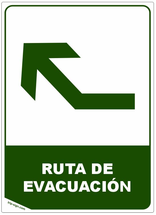 Aviso Ruta de Evacuación Izquierda Arriba Rectangular