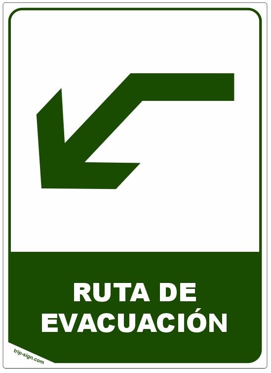 Aviso Ruta de Evacuación Izquierda Inferior Rectangular