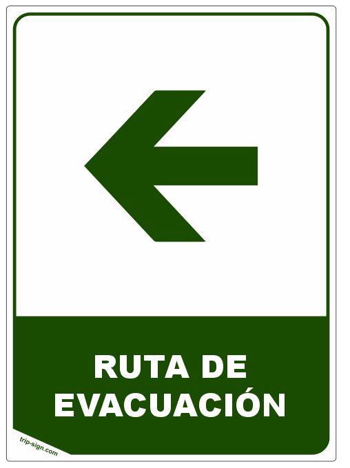 Aviso Ruta de Evacuación Izquierda linea corta Rectangular
